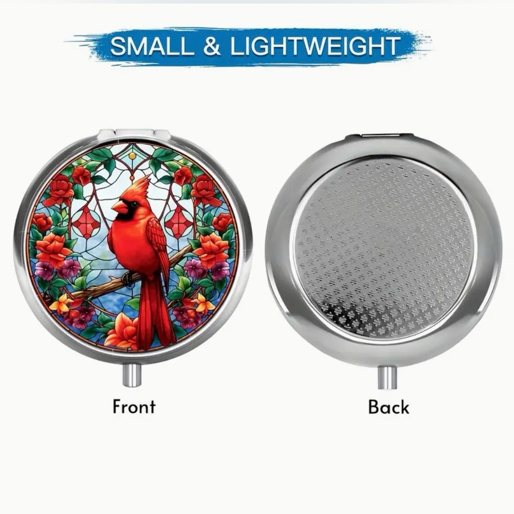 Cardinal Round Pill Organizer 3-Compartment Compact Pill Case New - Picture 8 of 10